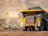 Open pit mine industry, big yellow mining truck for coal
