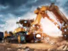 Heavy machines working on construction site