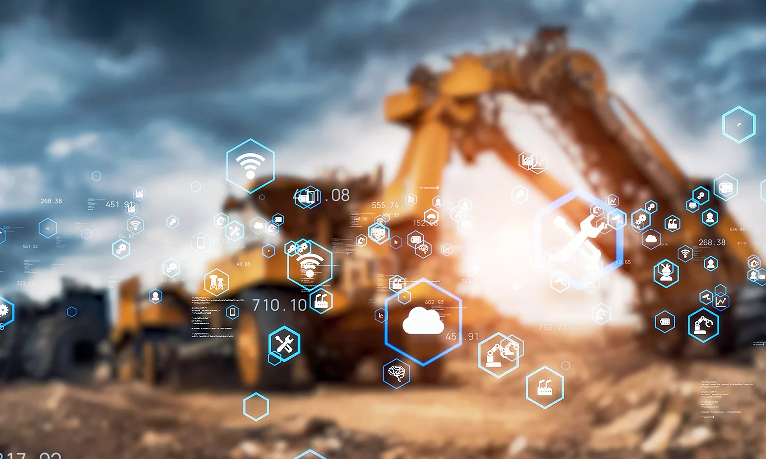 Heavy machines working on construction site